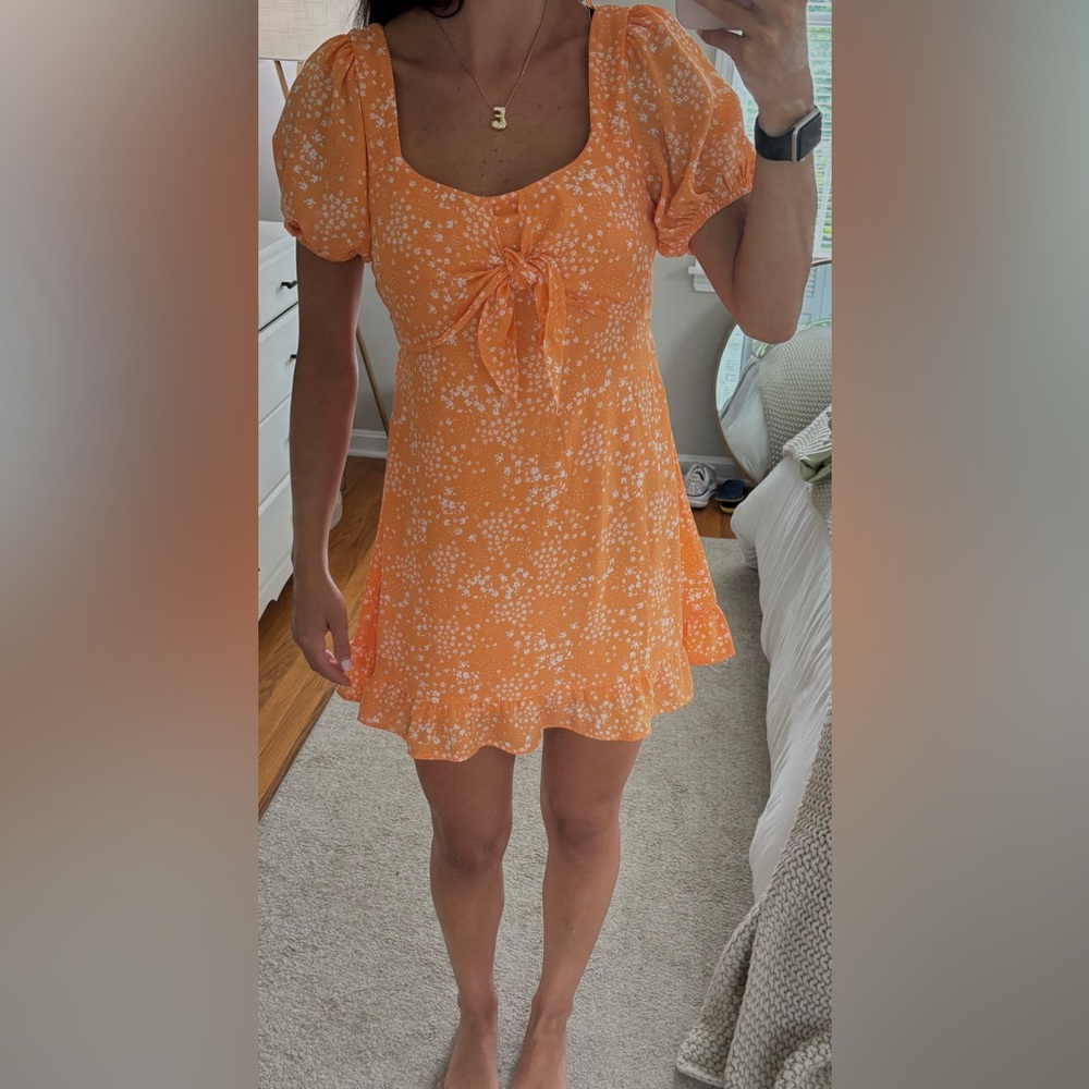 Sienna Sky Orange Tie Front Sundress